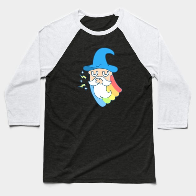 Magical Rainbow Fantasy Wizard Baseball T-Shirt by sadpanda